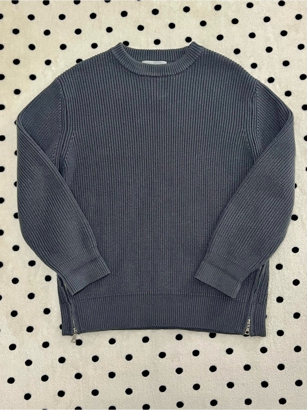 Modern Citizen Ribbed Knit Side-Zip Crewneck Sweater Size S